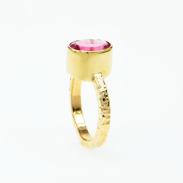 Pink Tourmaline Faceted Ring