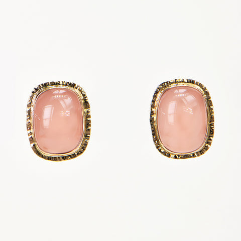 Rose Chalcedony Cabochon Earrings