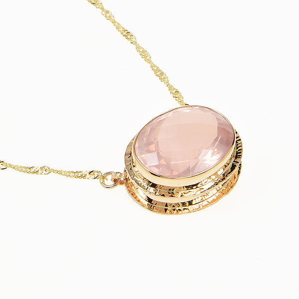 Rose Quartz Pineapple Faceted Necklace