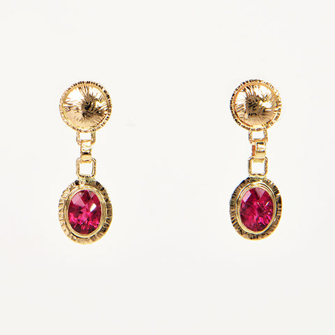 Rubellite Tourmaline Faceted Earrings