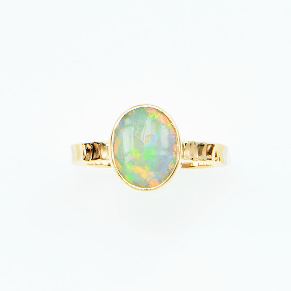 Semi-black Opal Cabochon Ring