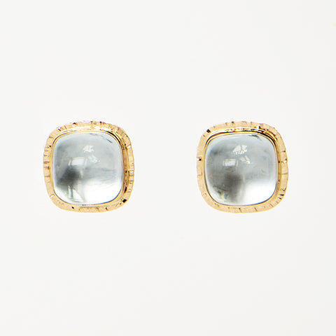 White Topaz Cabochon Earrings