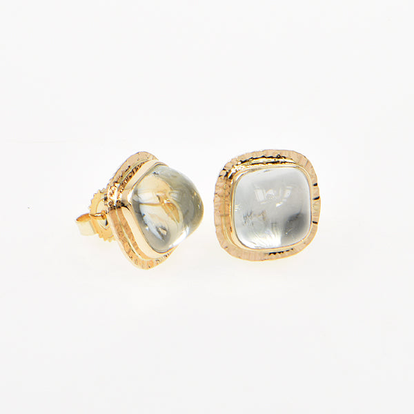 White Topaz Cabochon Earrings