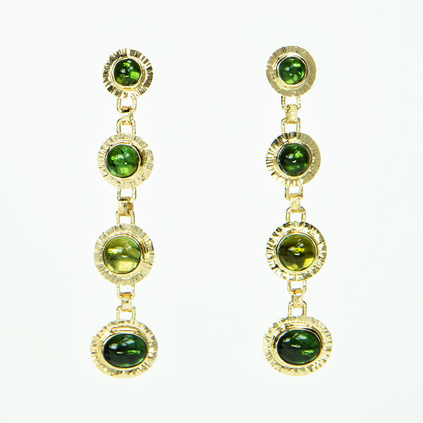 Green Tourmaline Cabochon Earrings