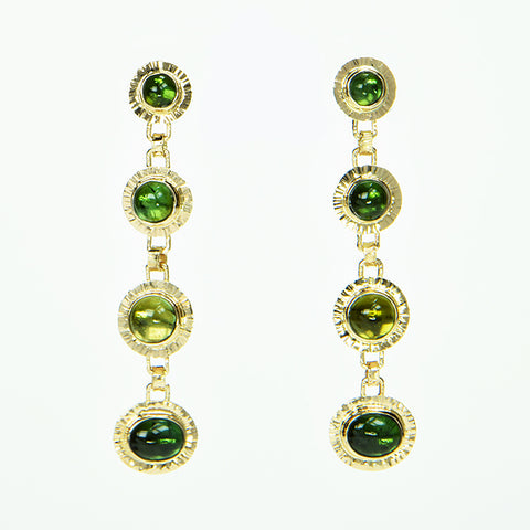 Green Tourmaline Cabochon Earrings