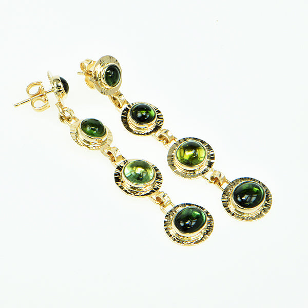 Green Tourmaline Cabochon Earrings