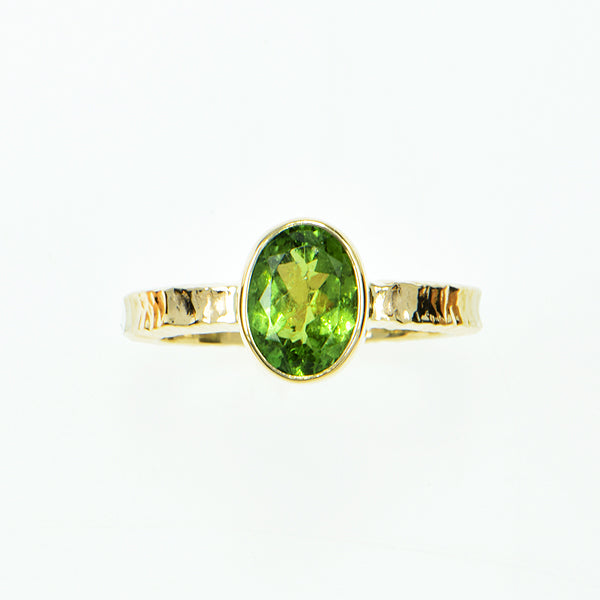Green Tourmaline Faceted Ring