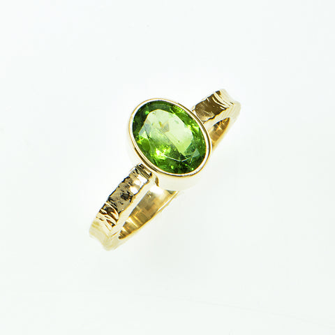 Green Tourmaline Faceted Ring