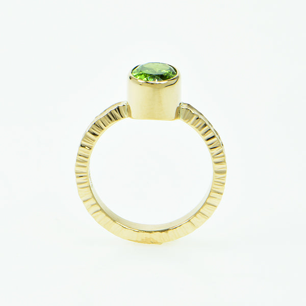 Green Tourmaline Faceted Ring