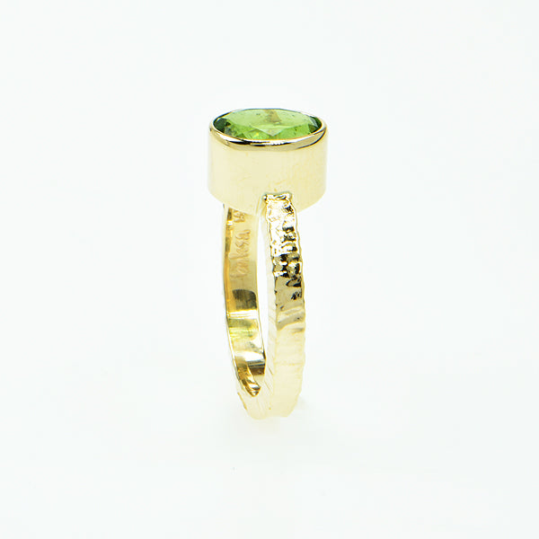 Green Tourmaline Faceted Ring