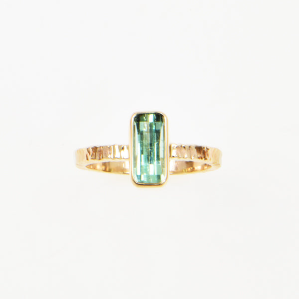 Sea Foam Tourmaline Faceted Ring
