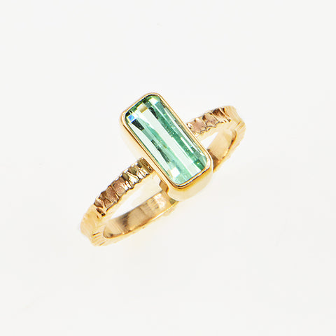 Sea Foam Tourmaline Faceted Ring