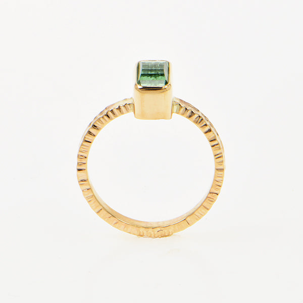 Sea Foam Tourmaline Faceted Ring