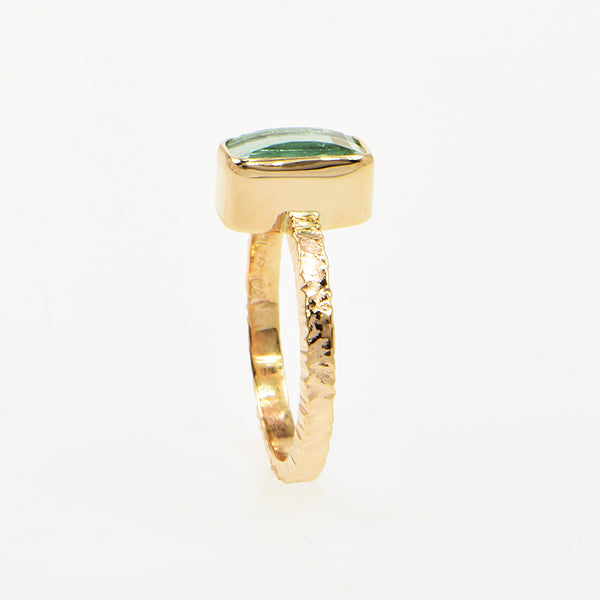 Sea Foam Tourmaline Faceted Ring