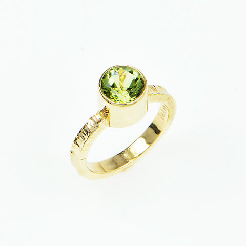 Green Tourmaline Faceted Ring