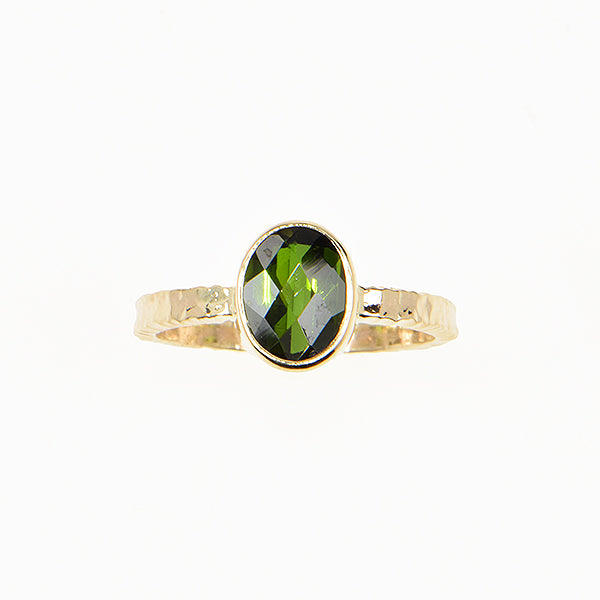 Green Tourmaline Pineapple Faceted Ring