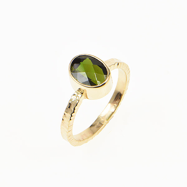 Green Tourmaline Pineapple Faceted Ring