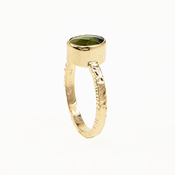 Green Tourmaline Pineapple Faceted Ring