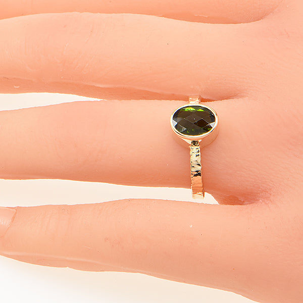 Green Tourmaline Pineapple Faceted Ring