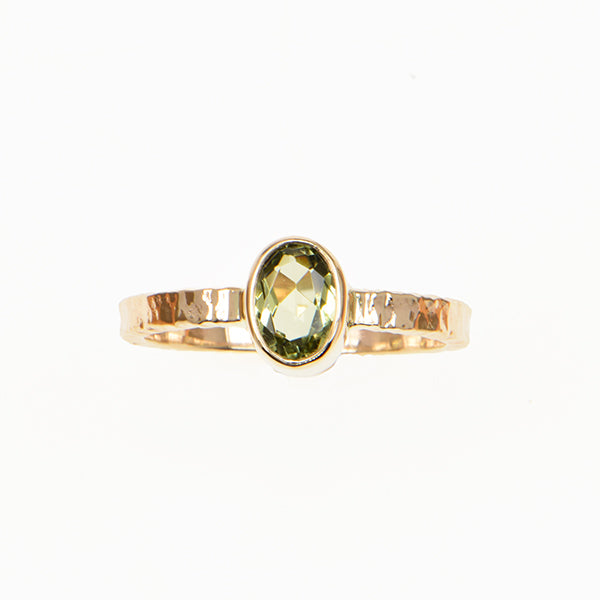Light Green Tourmaline Faceted Ring