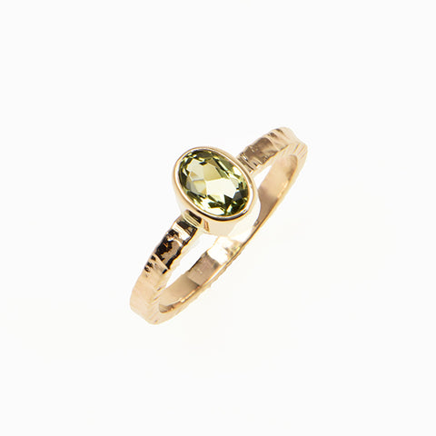 Light Green Tourmaline Faceted Ring