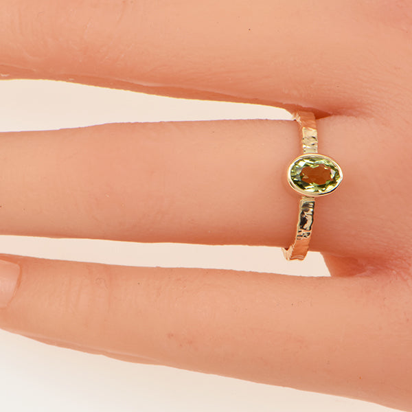 Light Green Tourmaline Faceted Ring