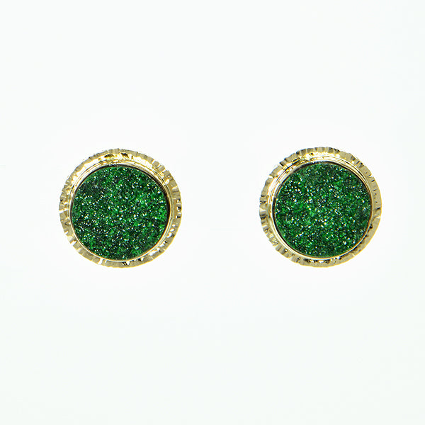 Drusy Uvarovite Cabochon Earrings