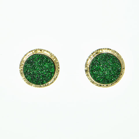 Drusy Uvarovite Cabochon Earrings