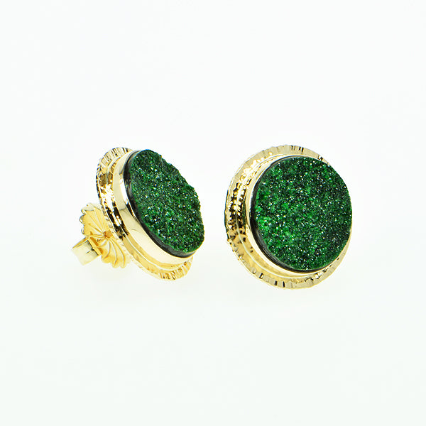 Drusy Uvarovite Cabochon Earrings
