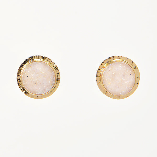 Speckled White Drusy Quartz Earrings