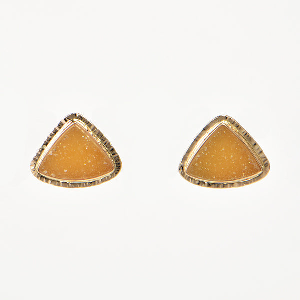 Apricot Drusy Quartz Cabochon Earrings