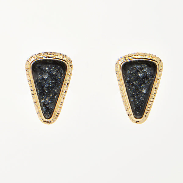 Black Drusy Quartz Cabochon Earrings