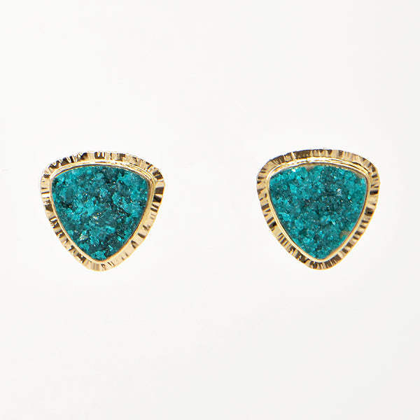 Drusy Chrome Dioptase Cabochon Earrings
