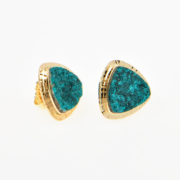 Drusy Chrome Dioptase Cabochon Earrings