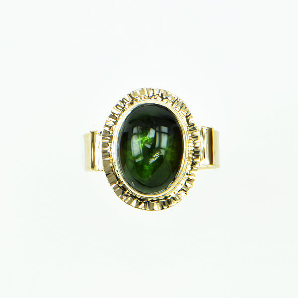 Green Tourmaline Cabochon Ring