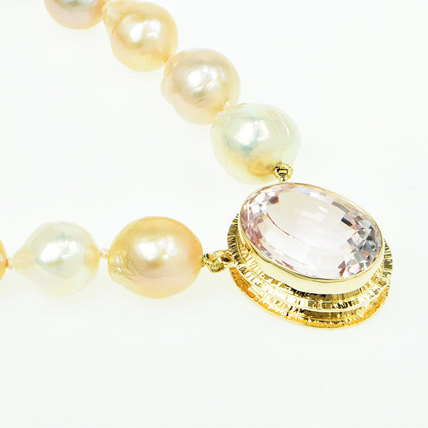 Kunzite Faceted and Multi-color Freshwater Pearl Necklace