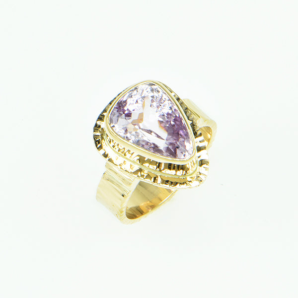 Pear Faceted Kunzite Ring
